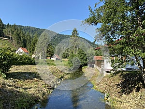 The initial course of the river Gornja Dobra in the mountain hamlet of TiÄ‡i - Gorski kotar, Croatia / PoÄetni tok rjeÄice Dobra